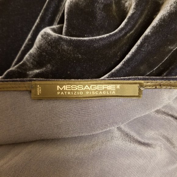 Messagerie $729 Midnight Blue Velvet Dress size 42 - Picture 6 of 11